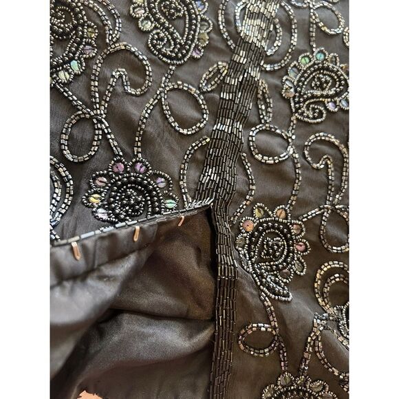 STENAY‎ Women's Size PM Medium Petite Shirt Blouse SILK Beaded VINTAGE Cardigan - Picture 8 of 10
